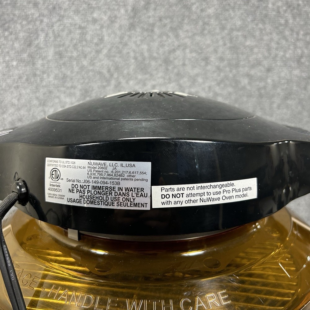 NuWave Pro Plus 20602 Infrared Oven Black Tested Working