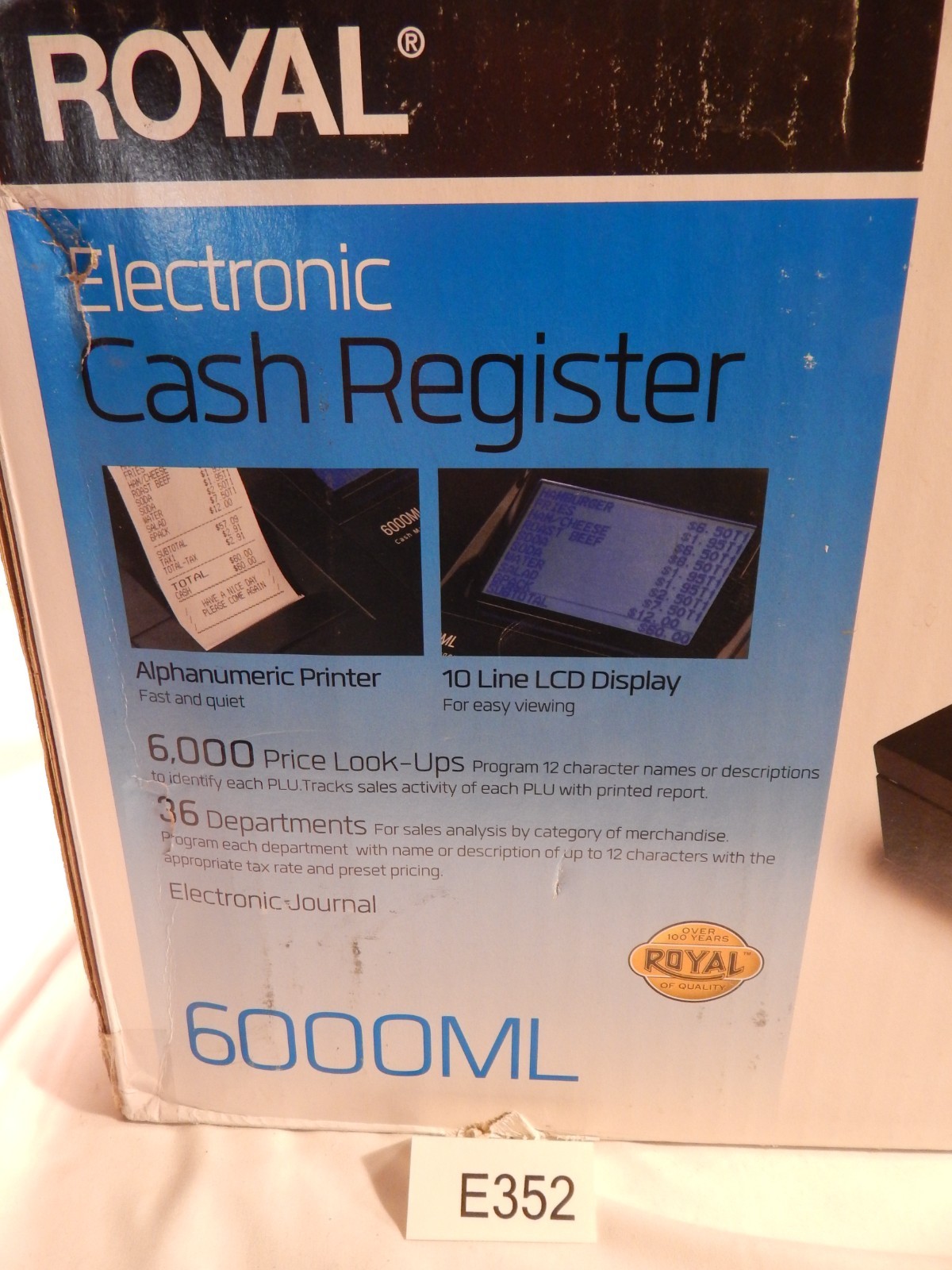 New! Royal 6000ML Black Electronic Cash Register, Thermal Printer, LCD Display