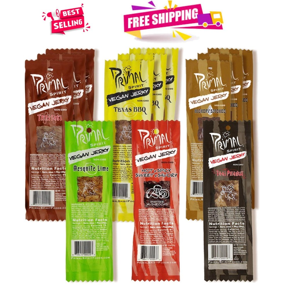 Plant-Based Protein Jerky -  Flavors Pack with 12 x 1oz Servings