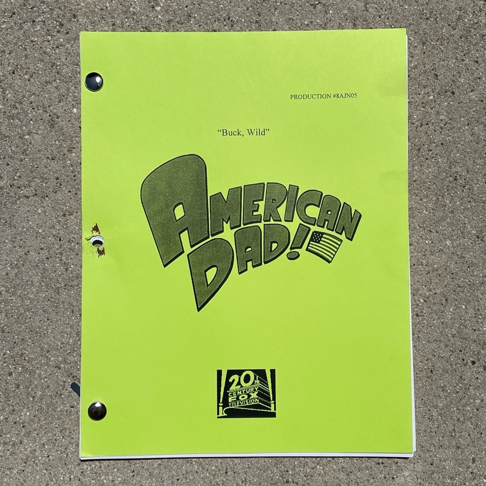 American Dad 2012 Buck, Wild Production Used Table Draft Script Seth MacFarlane