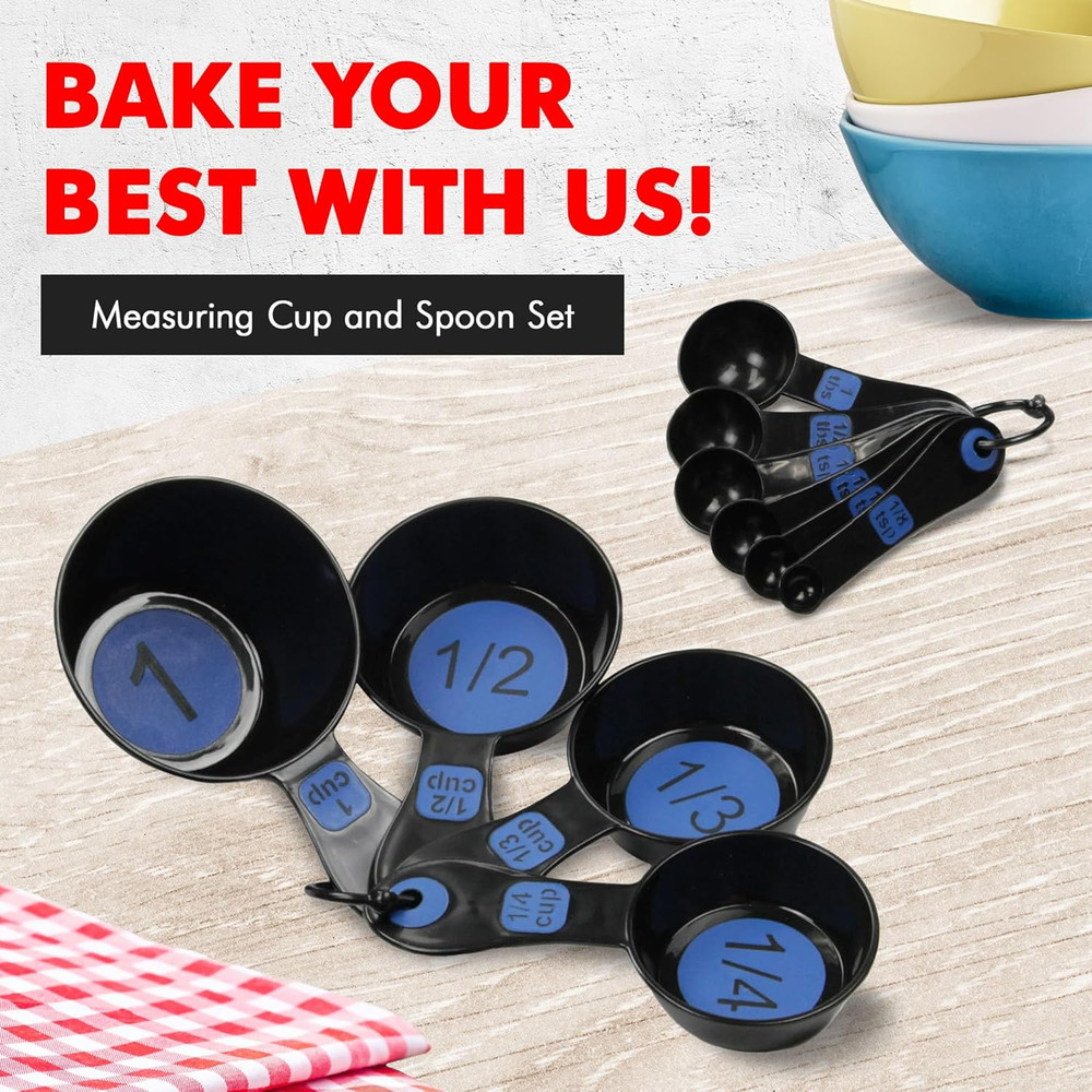 Easy to Read Plastic, Measuring Cup Set, 10 Piece Set, Blue