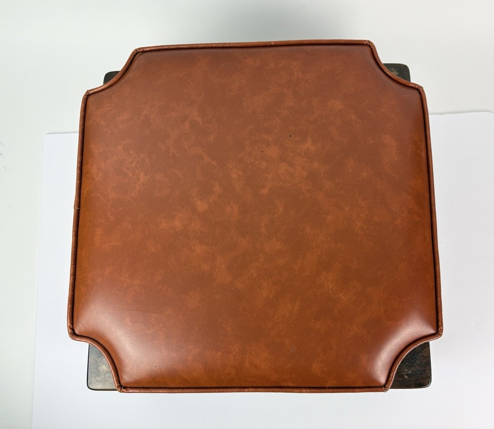 MCM Ethan Allen Stacking Stackable Foot Stools- Set of 2 Saddle Brown Orange17”