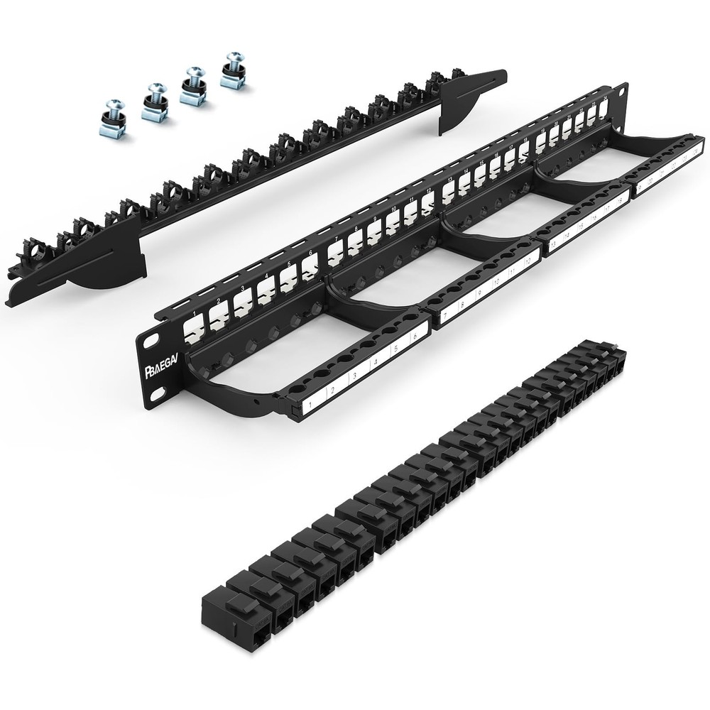 Patch Panel 24 Port with Cat6A UTP Keystone Jack【EC Listed】 Front