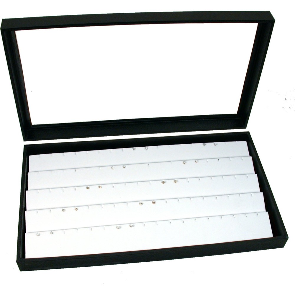 Jewelry Box Display Case 45 Pair Earrings White