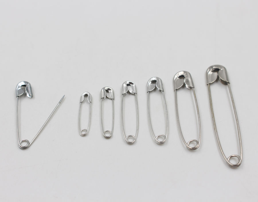100Pcs Needles Safety Pins Silver Assorted Size Small Medium Large Sewing Craft