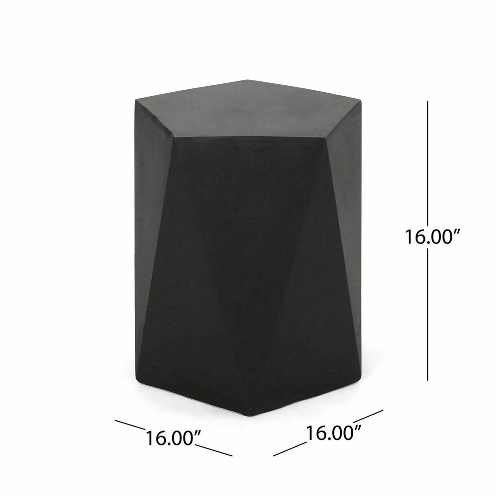 Outdoor Modern Geometric Side Table, Matte Black