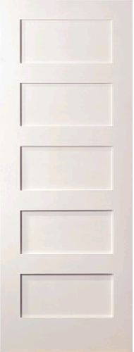 5 Panel Flat Mission Shaker Primed Stile & Rail Solid Core Door Slabs 8'0 Height