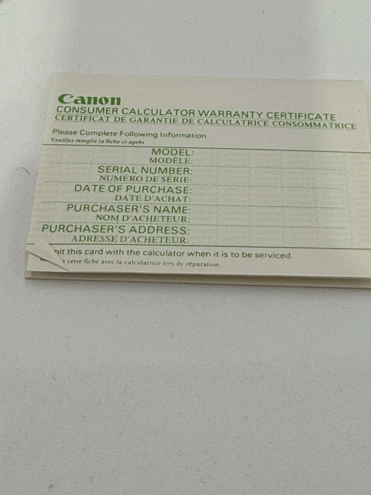 Vintage Canon TP-8 Pocket Printer Calculator Adding Machine Original Box, Works!