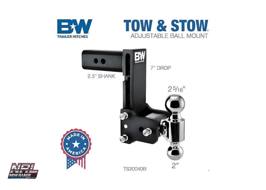 B&W TS20040B Tow & Stow Dual-Ball Hitch 7″ Drop / 7½″ Rise