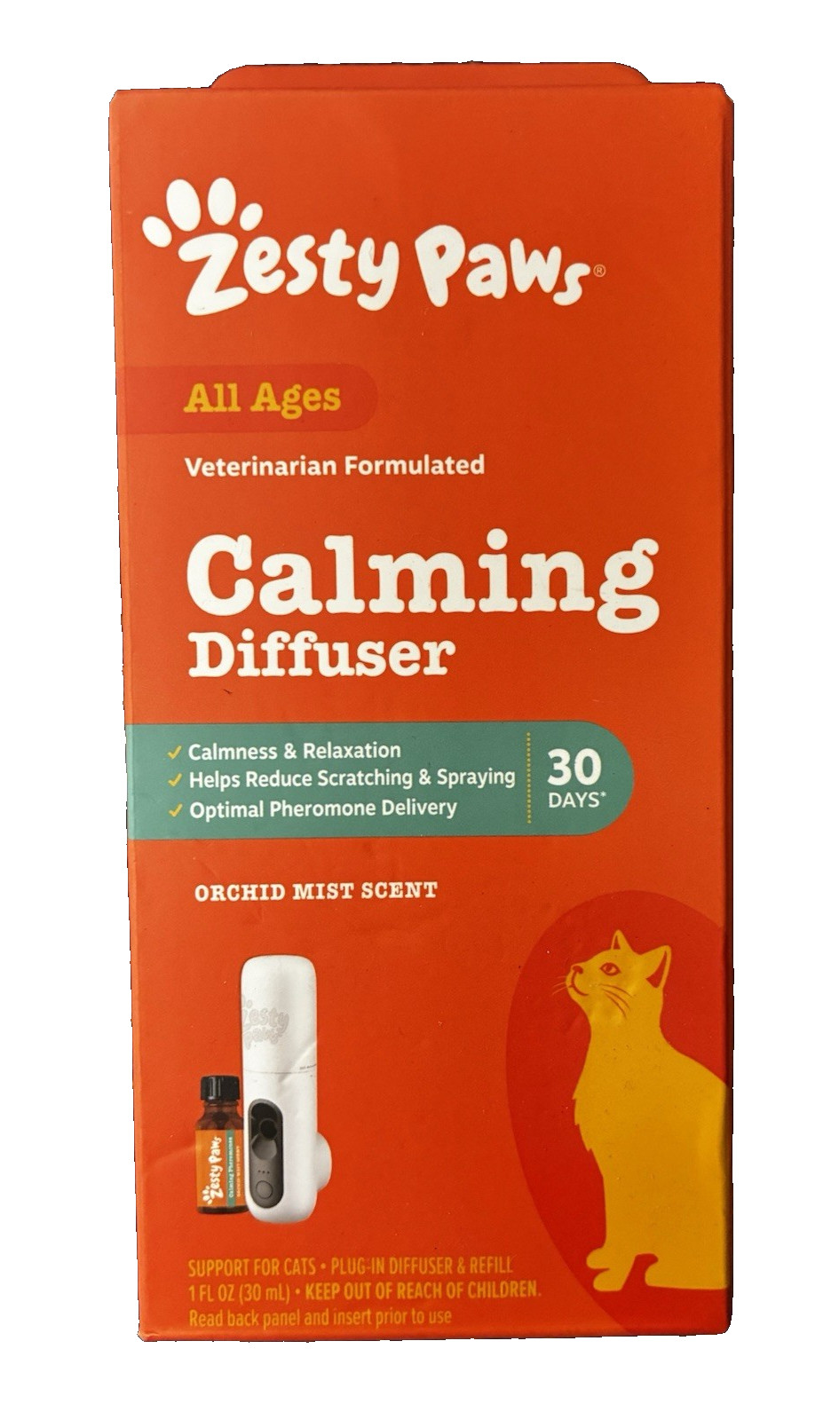 Zesty Paws Calming Diffuser for Cats – Orchid Mist Scent – 30 Day Plug-In