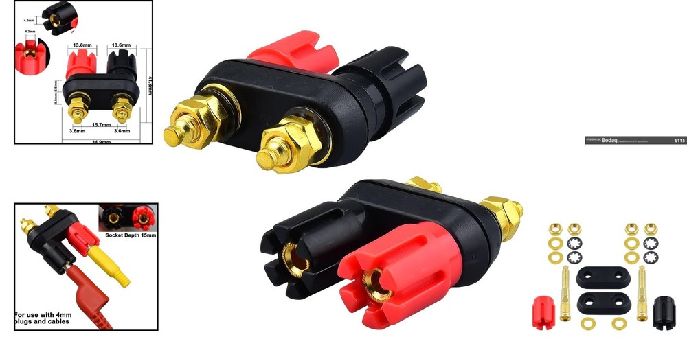 Secure Your Audio Setup with Gold Plated 4mm Banana Plug Binding Posts - 2 Pack