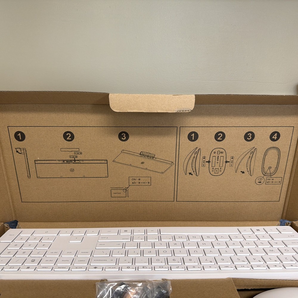 HP 710 White Wireless Keyboard Mouse Combo New