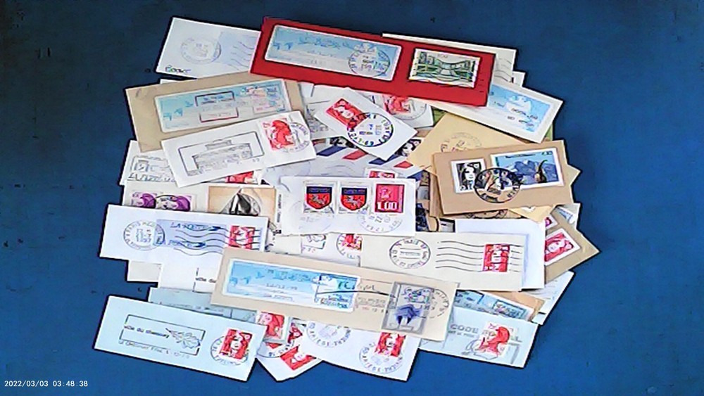 FRANCE. 49 Postmarks on piece. VG.