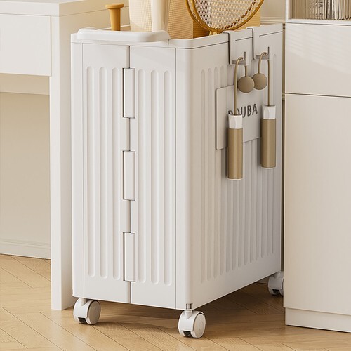 White Storage Box With Lid Universal Wheels Collapsible Storage Organizer