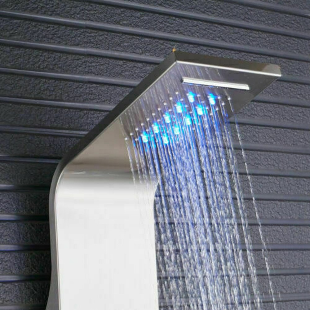 Stainless Steel LED Shower Panel Tower System Rainfall Waterfall Shower Head