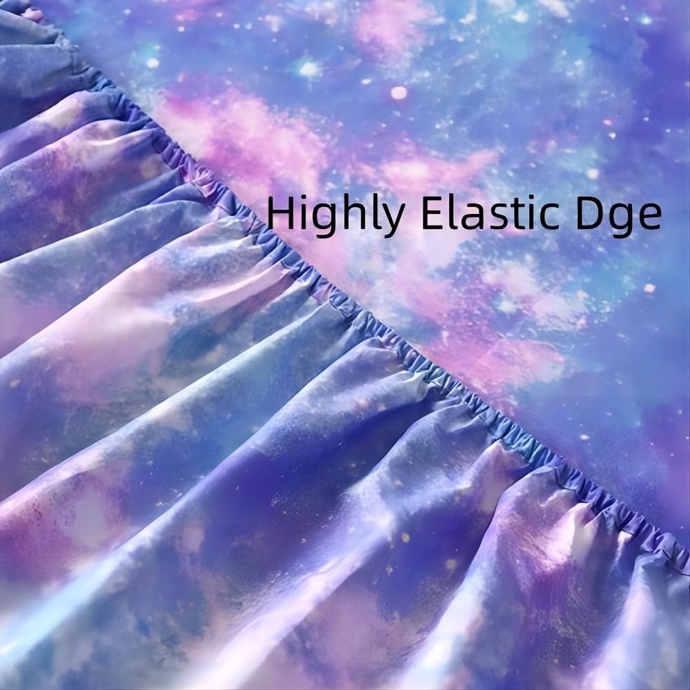 SDIII 4PCS Colorful Galaxy Queen Sheets Set Soft Microfiber Space Sheets Quee...