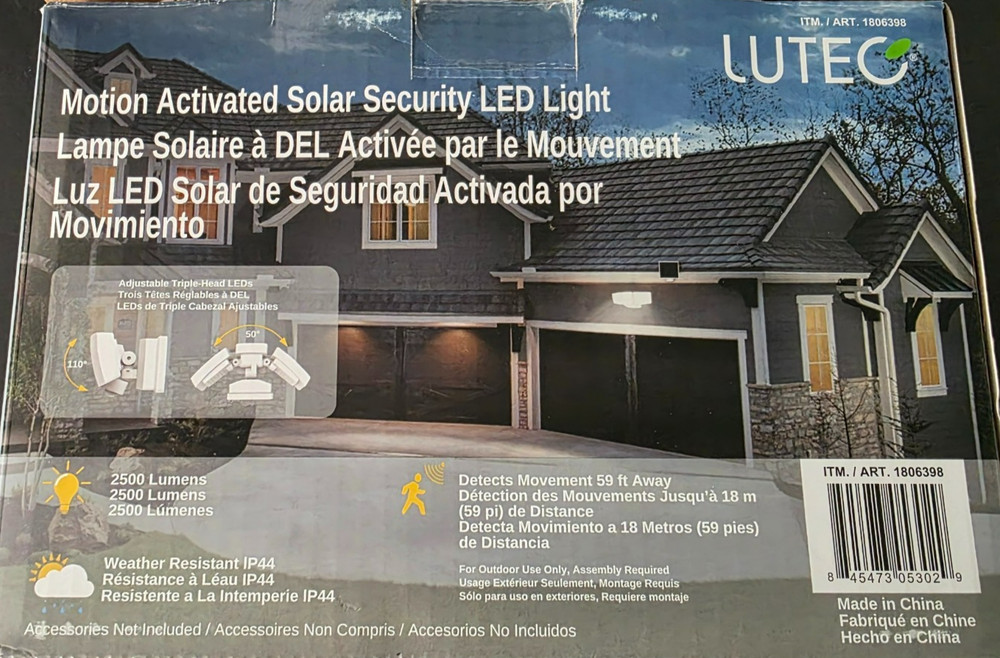 3-Pack Lutec Motion Activated Solar Security Light - Used in Great Condition
