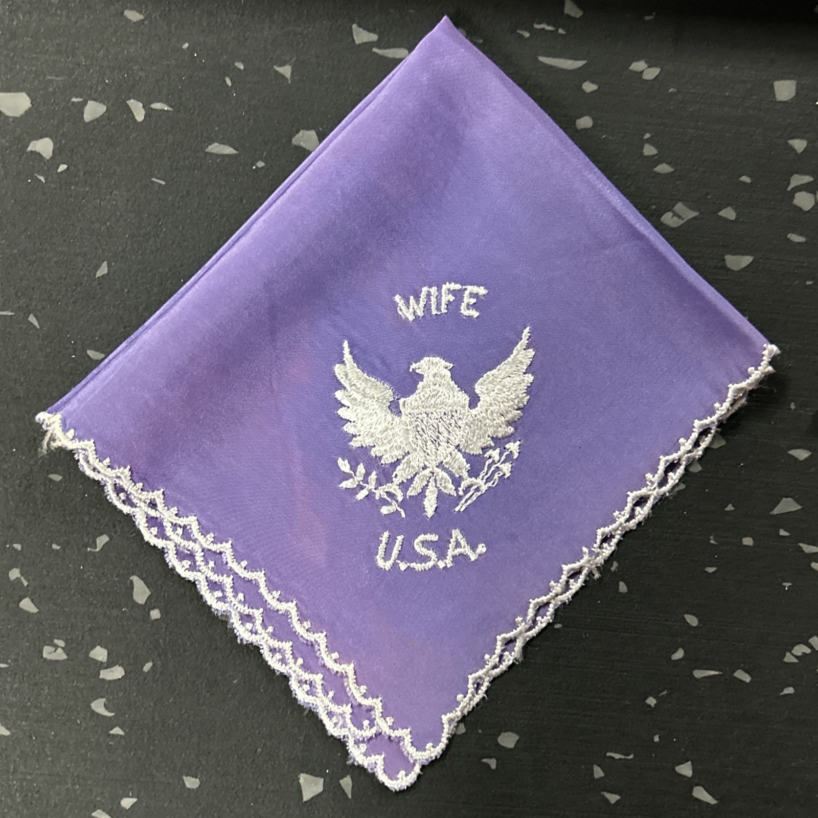 WWII U.S. Army Victory Scarf & Handkerchief Sister Wife Cameo Box Embroidered