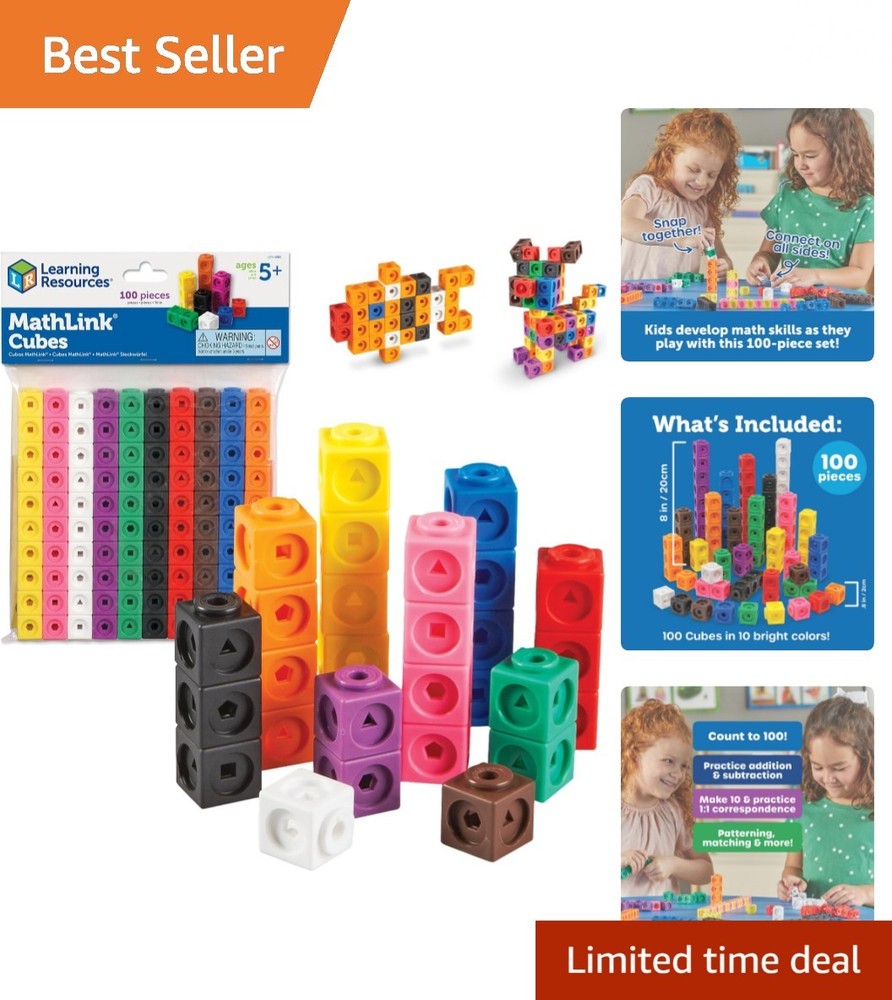 MathLink Cubes 100-Count Set for Creative Learning - Perfect for Homeschooling