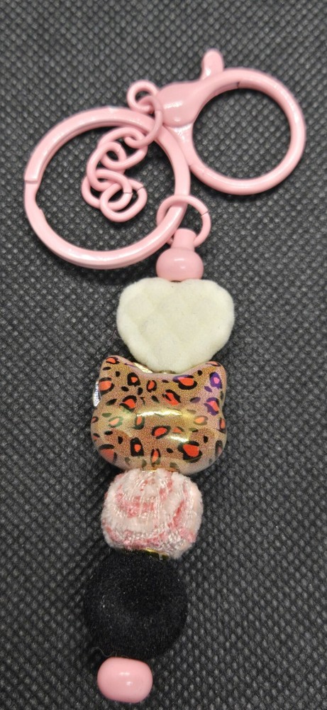 Handcrafted Pink Hello Kitty Veltvet Bead Key Chain
