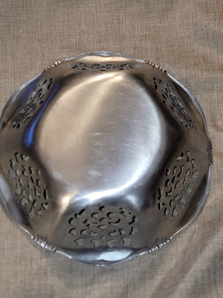 Quist West Germany pierced silver plate 5 1/2” wide dish