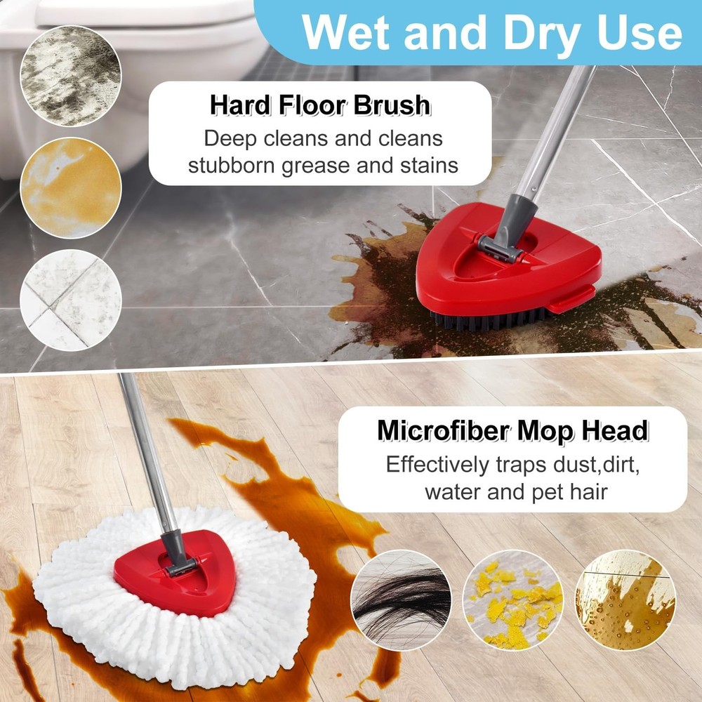 Spin Mop Head, Mop Replacement Handle,Brush,Base Compatible with O Cedar 1 Ta...