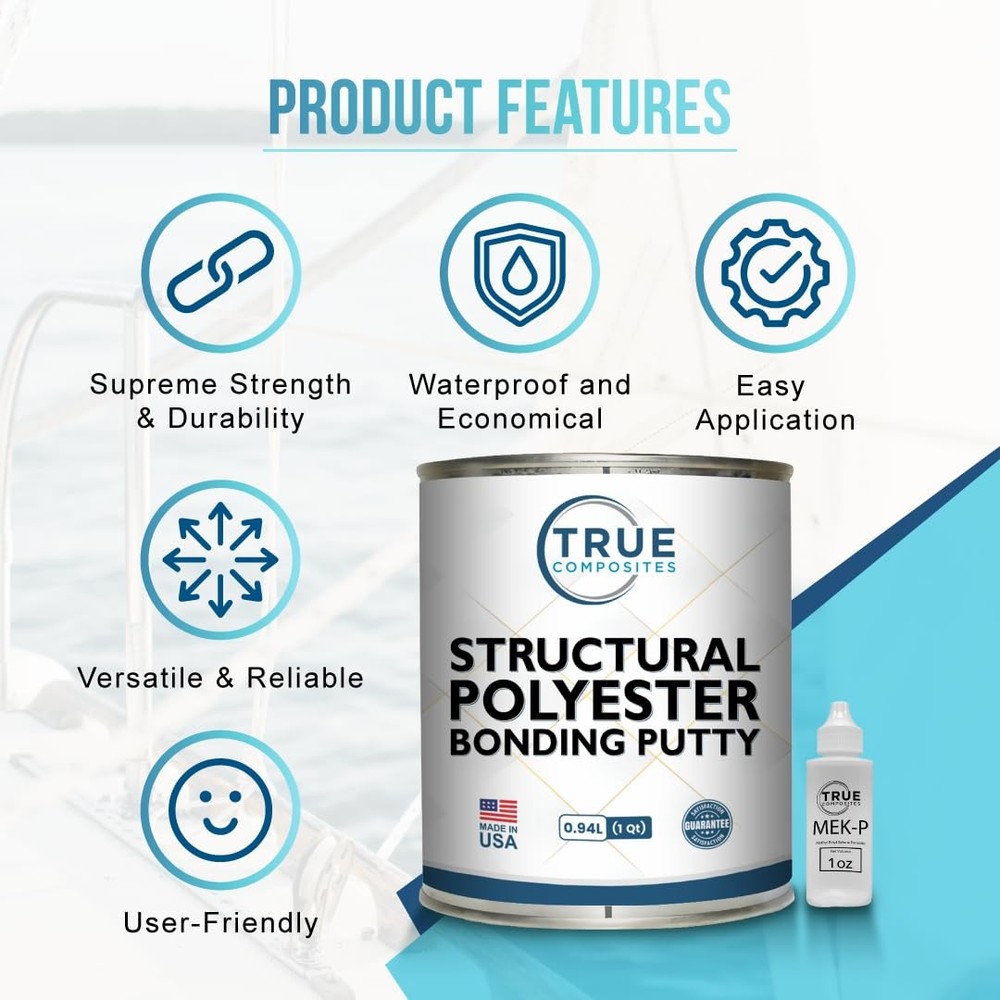 Structural Polyester Bonding Putty - Marine Grade, Fiber Reinforced Quart