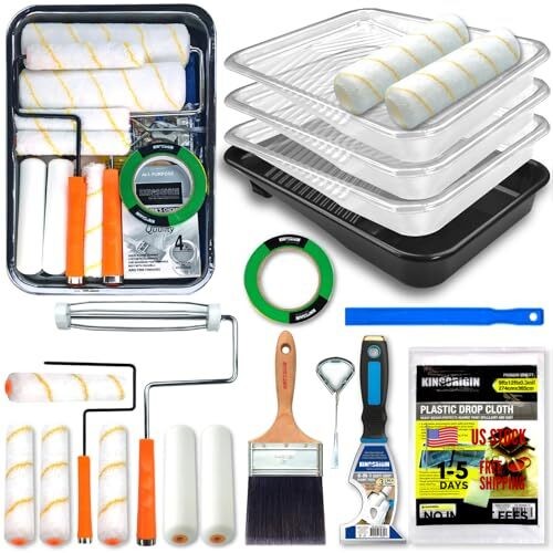 King Origin 20 Piece Paint Roller Kit, Paint Roller 20 Pack, 9" & 6" roller
