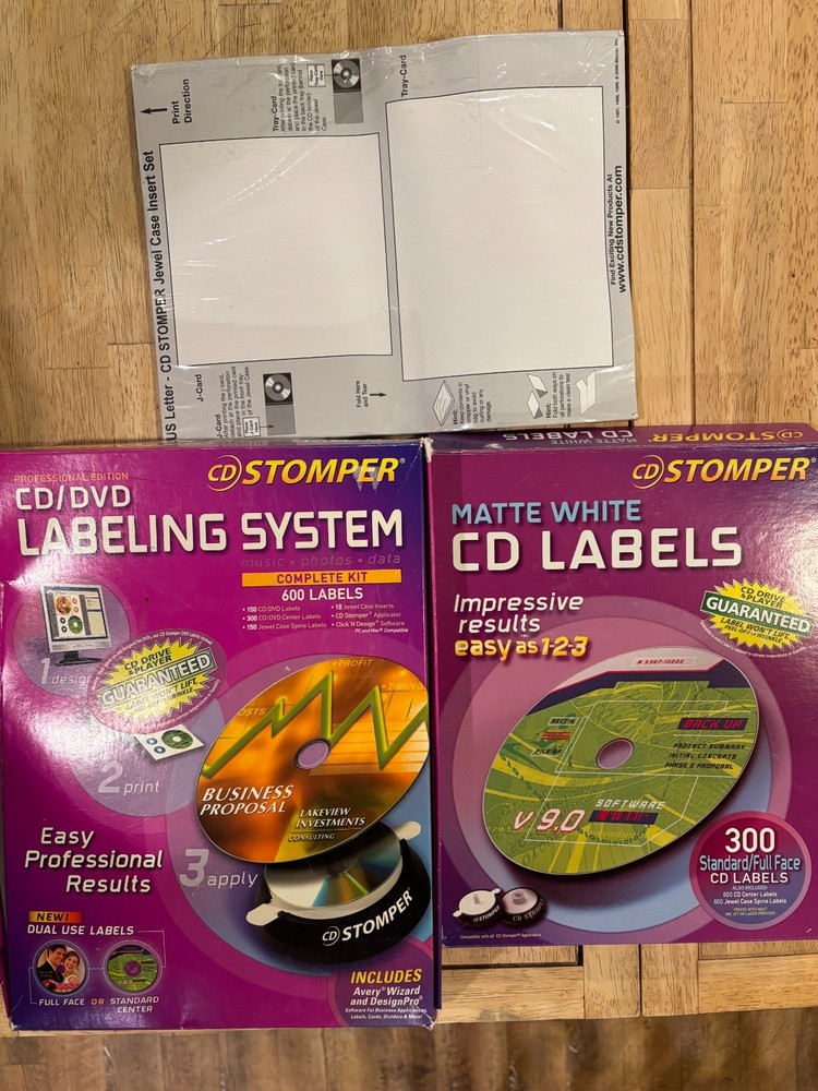 CD Stomper Pro CD/DVD Labeling System + Various CD/DVD/Floppy Labels Please Read