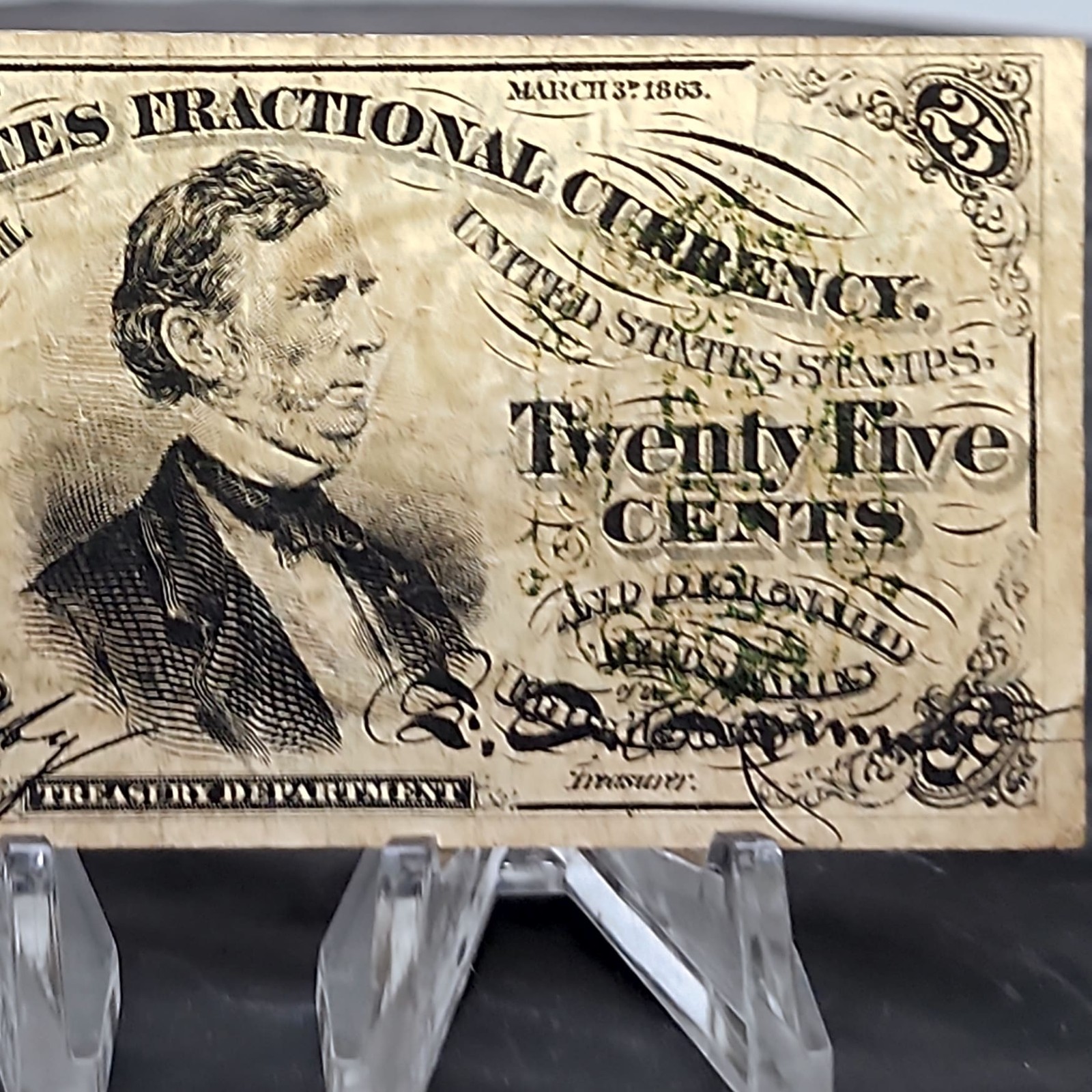 1863 25c Fractional Currency Third Issue Fessenden FR-1301 Civil War Fine ⭐