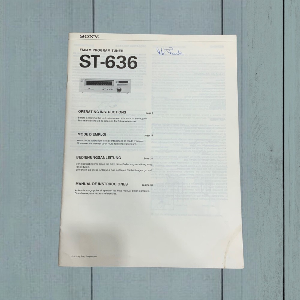 Sony ST-636 Operating Instructions Manual