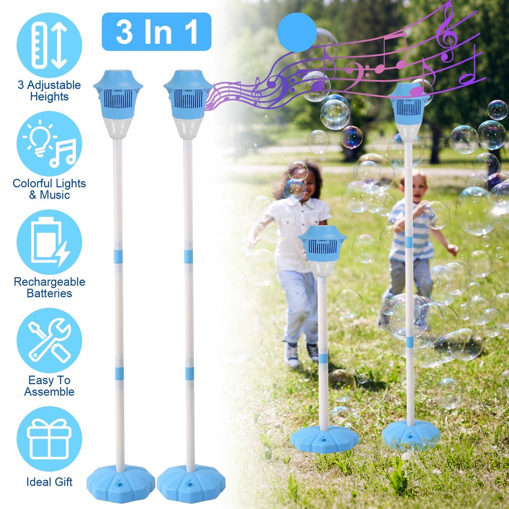 2PCS Bubble Torch Garden Lamp Automatic Bubble Maker Stand Machine Rechargeable