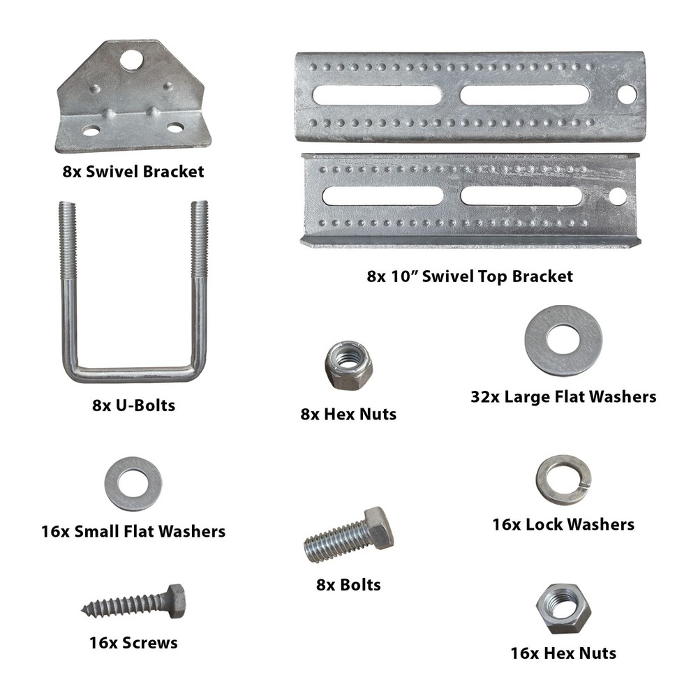 A.A 10" Galvanized Swivel Top Bunk Bracket Kit with Hardware for Boat Silver