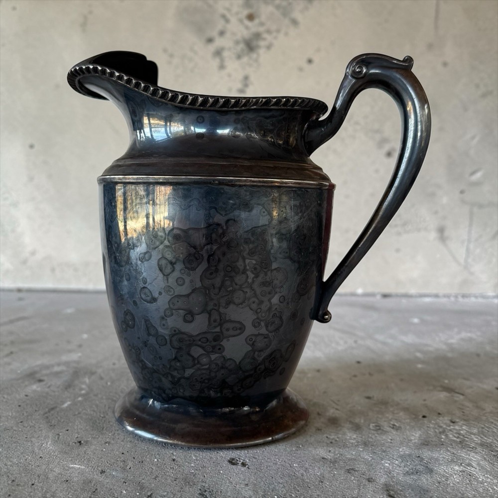 Crescent Silver Plated Designer Tableware Handle Water Pitcher Vintage