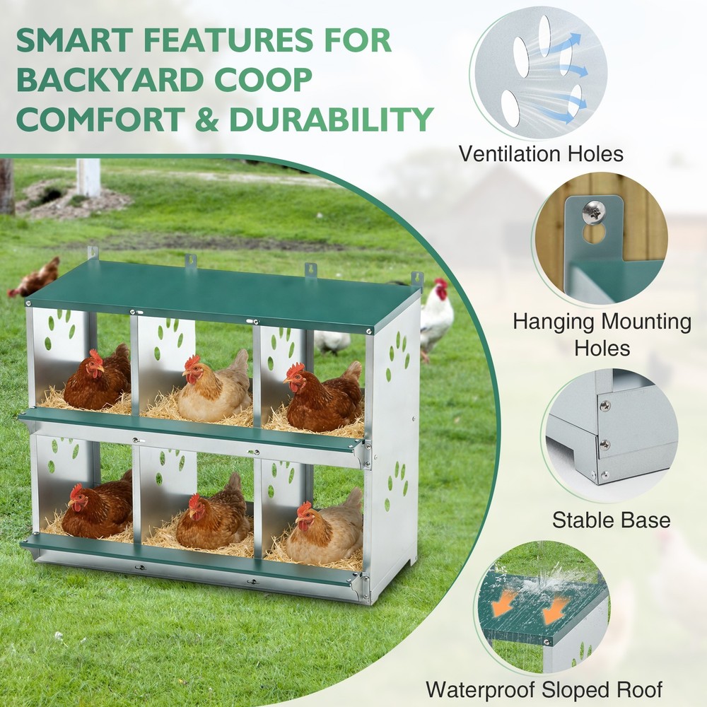 EAGLE PEAK 6-Hole Wall Mounted Chicken Nesting Box Laying Box for Chicken Coops