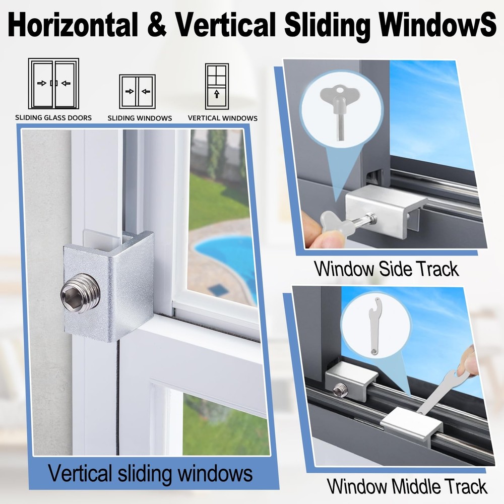 Sliding Window Locks for Up and Down Windows,Easy to Install Vertical Horizo...