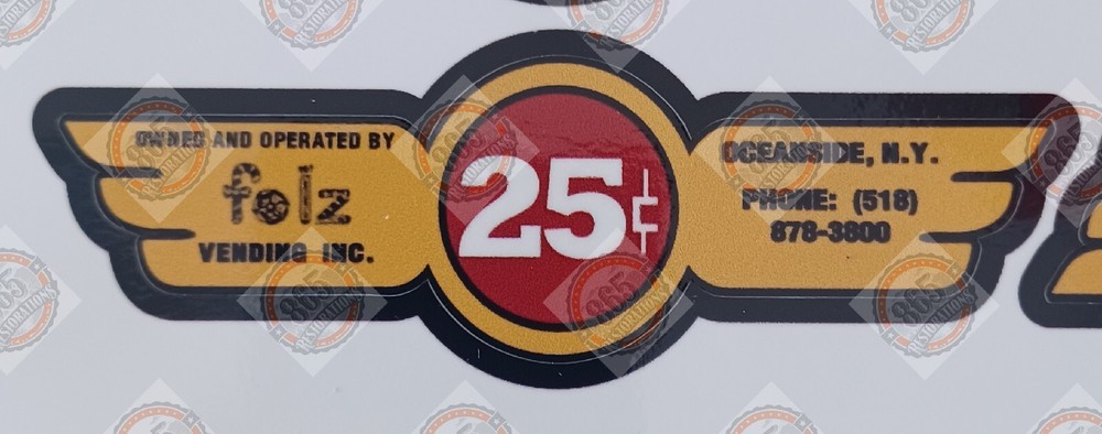 FOLZ gumball machine replacement decal