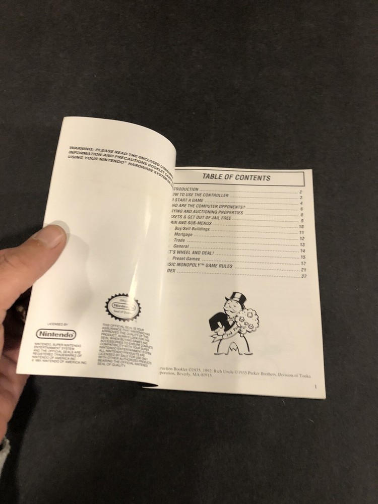 Monopoly snes manual