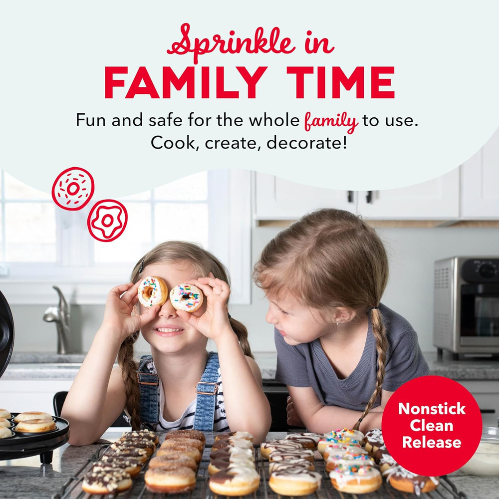 Express Mini Donut Maker - Homemade Dessert Maker - Features Double-Sided, Non-S