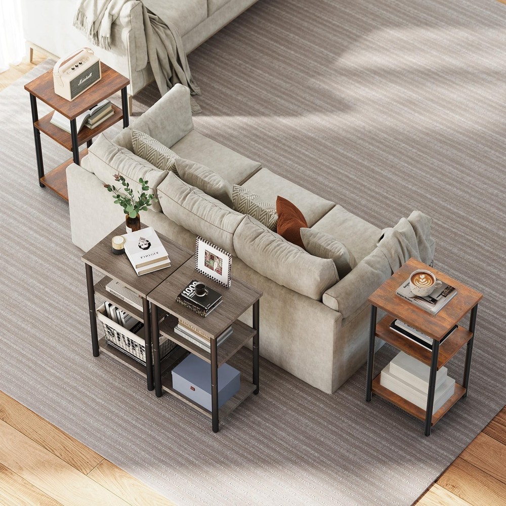 NEWBULIG Small Side Table, Record Player Stand, 3-Tier End Table Night Stand ...