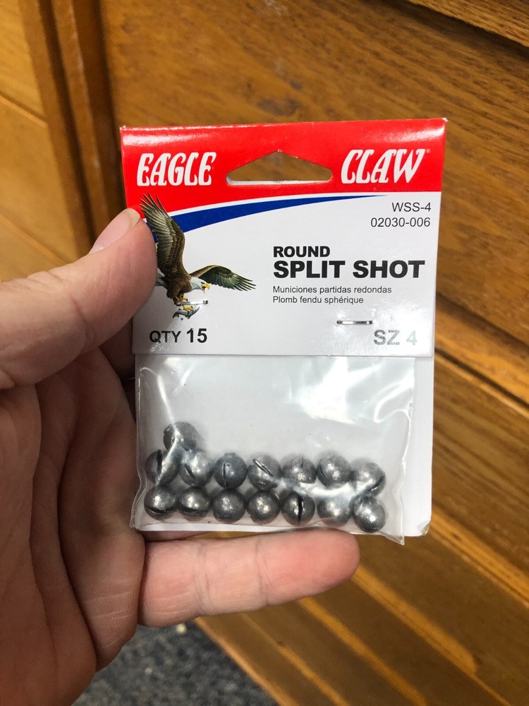 Eagle Claw Removable Split Shot Sinkers, Size 4, Qty 15 per pack