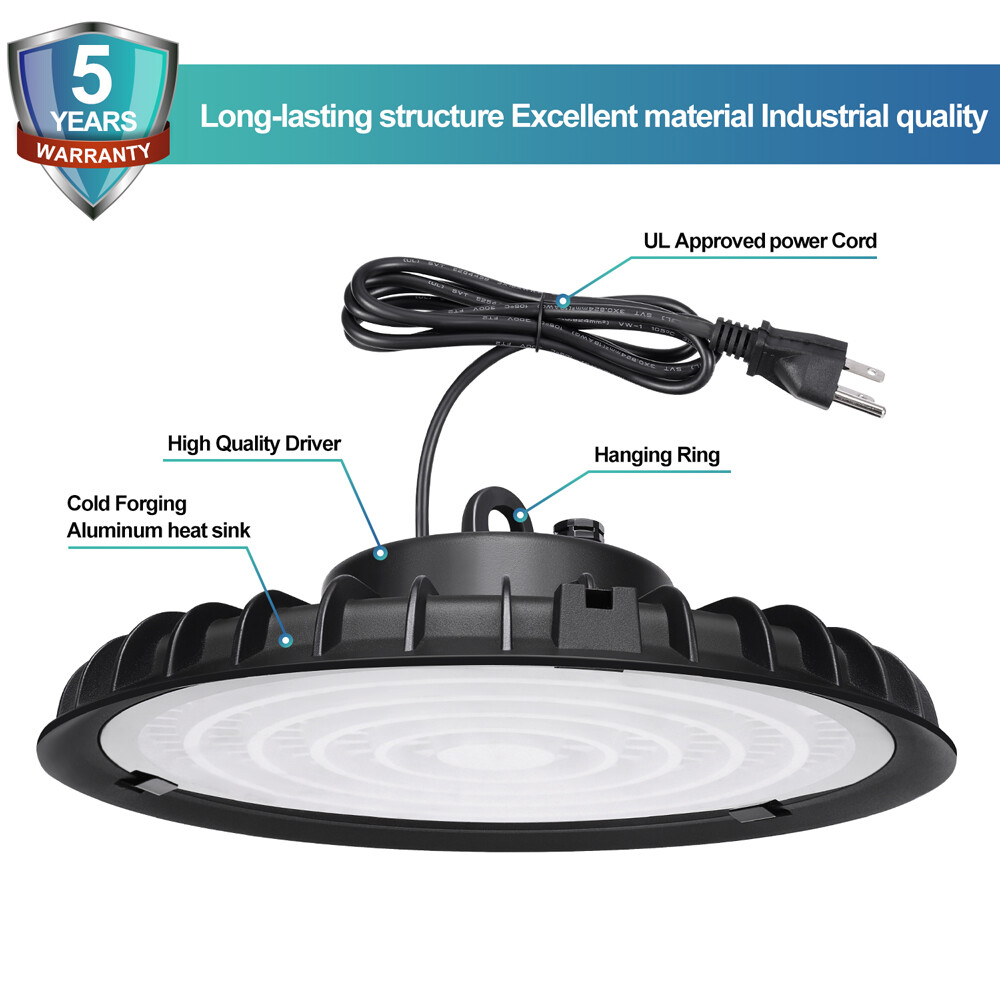 6 Pack 200W UFO Led High Bay Light Industrial Warehouse Commercial Light Fixture