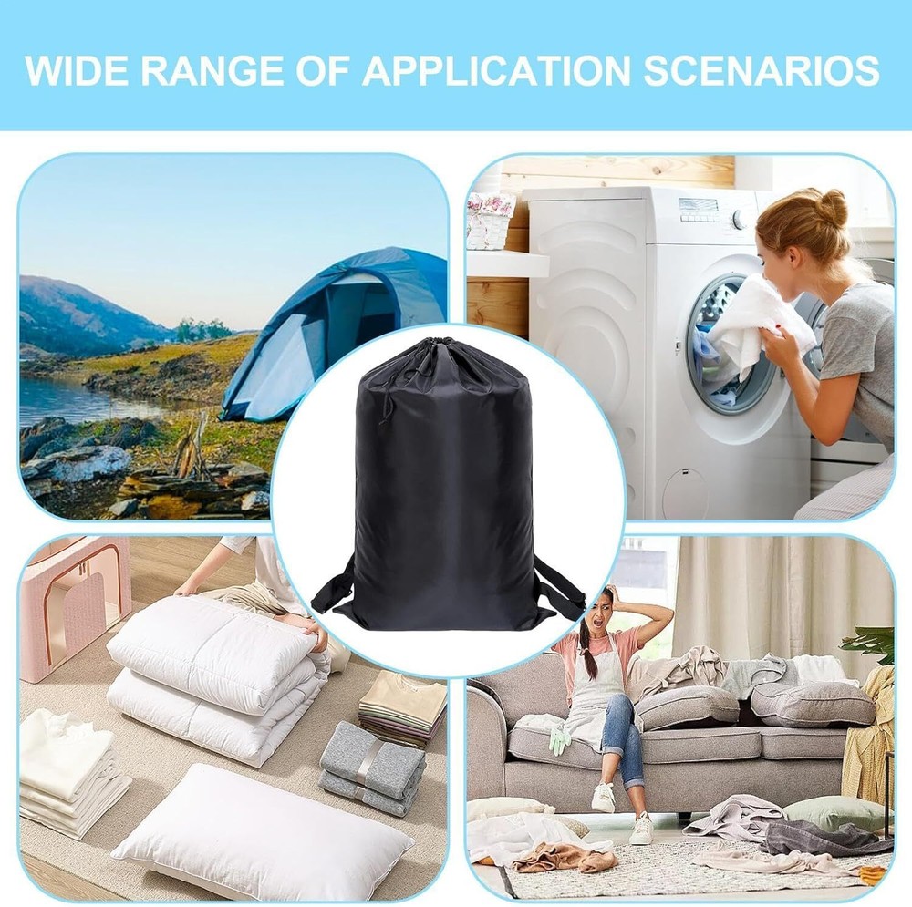 Laundry Bag Backpack Sturdy Laundry Bag, Shoulder Straps Drawstring Heavy Duty
