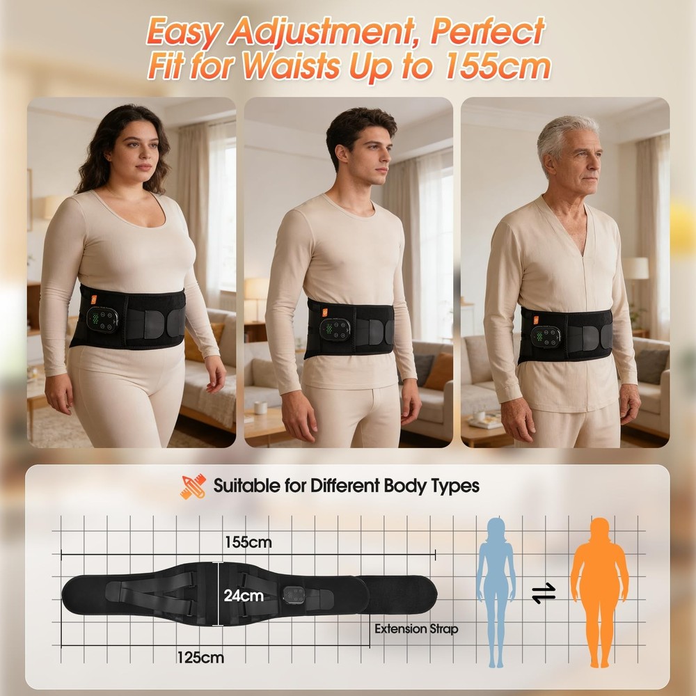Cordless Heating Pad for Back with Massager, APP Control Portable Lower Back ...