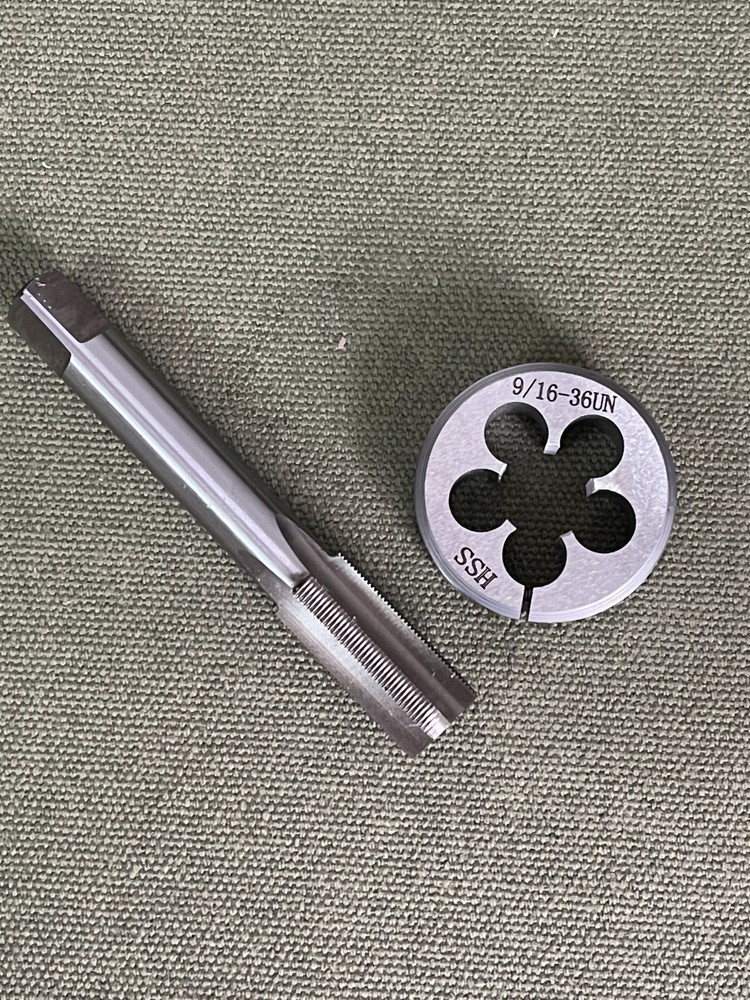 9/16 x 36 Tap & Split Die set, suits Smith & Wesson "L" Frame.
