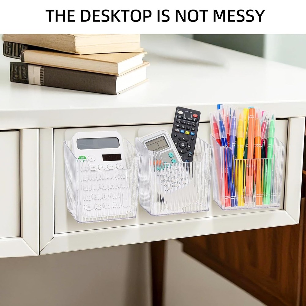 4 Pack Clear Adhesive Wall Mount Organizers, Stackable Standard,