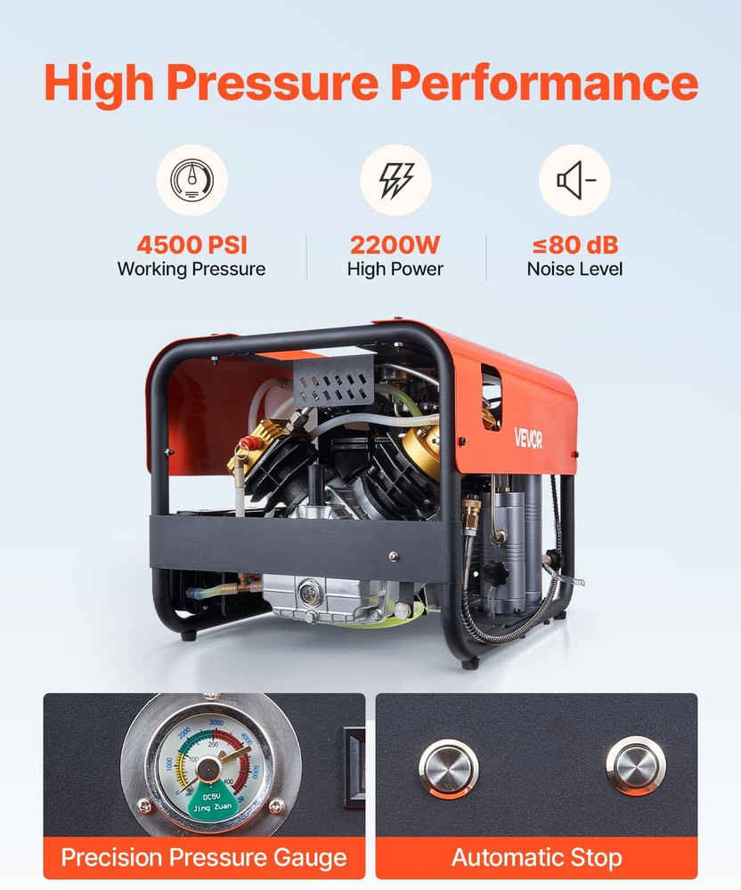 High-Performance 4500Psi PCP Air Compressor with Auto-Stop & Cooling System
