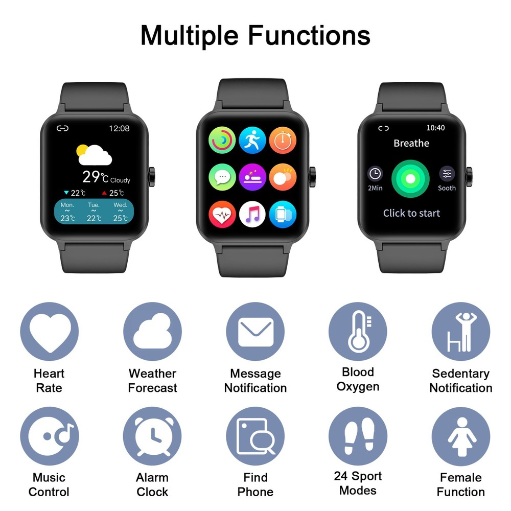 Smartwatch for Men/Women Bluetooth Compatible with iPhone Samsung Android