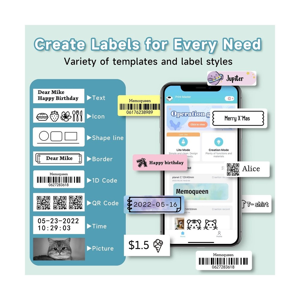 Phomemo Label Maker Machine with Tape, D30 Mini Bluetooth Label... FAST USA SHIP