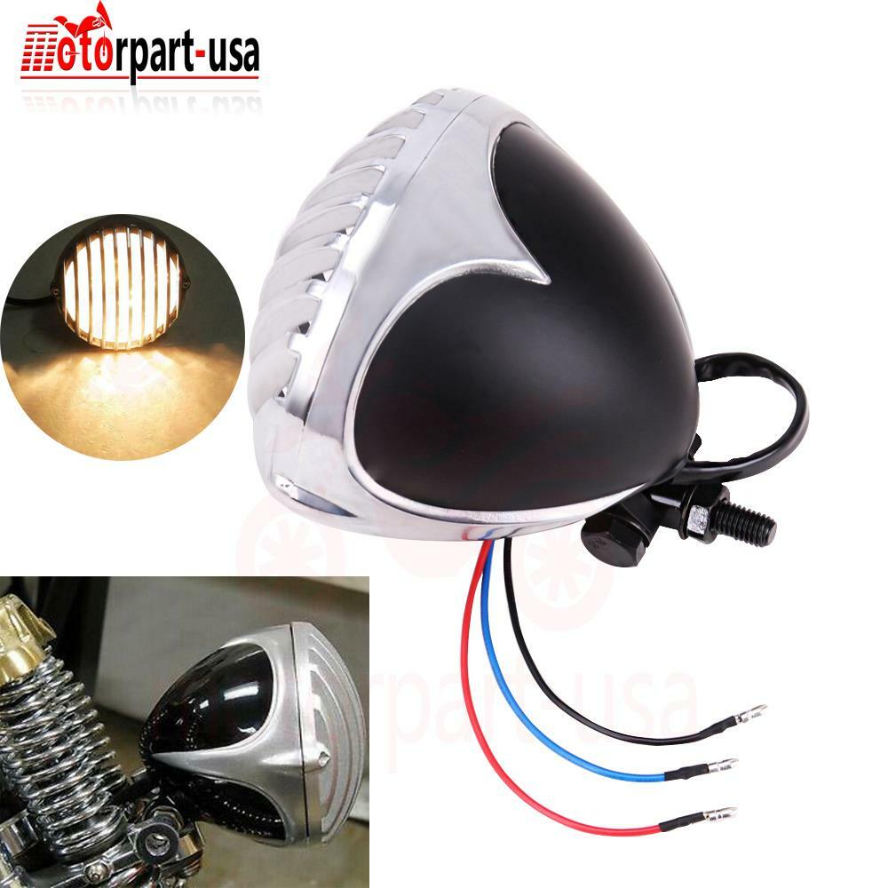 Motorcycle Grill Headlight Lamp For Harley Chopper Bobber Cafe Racer Cruiser